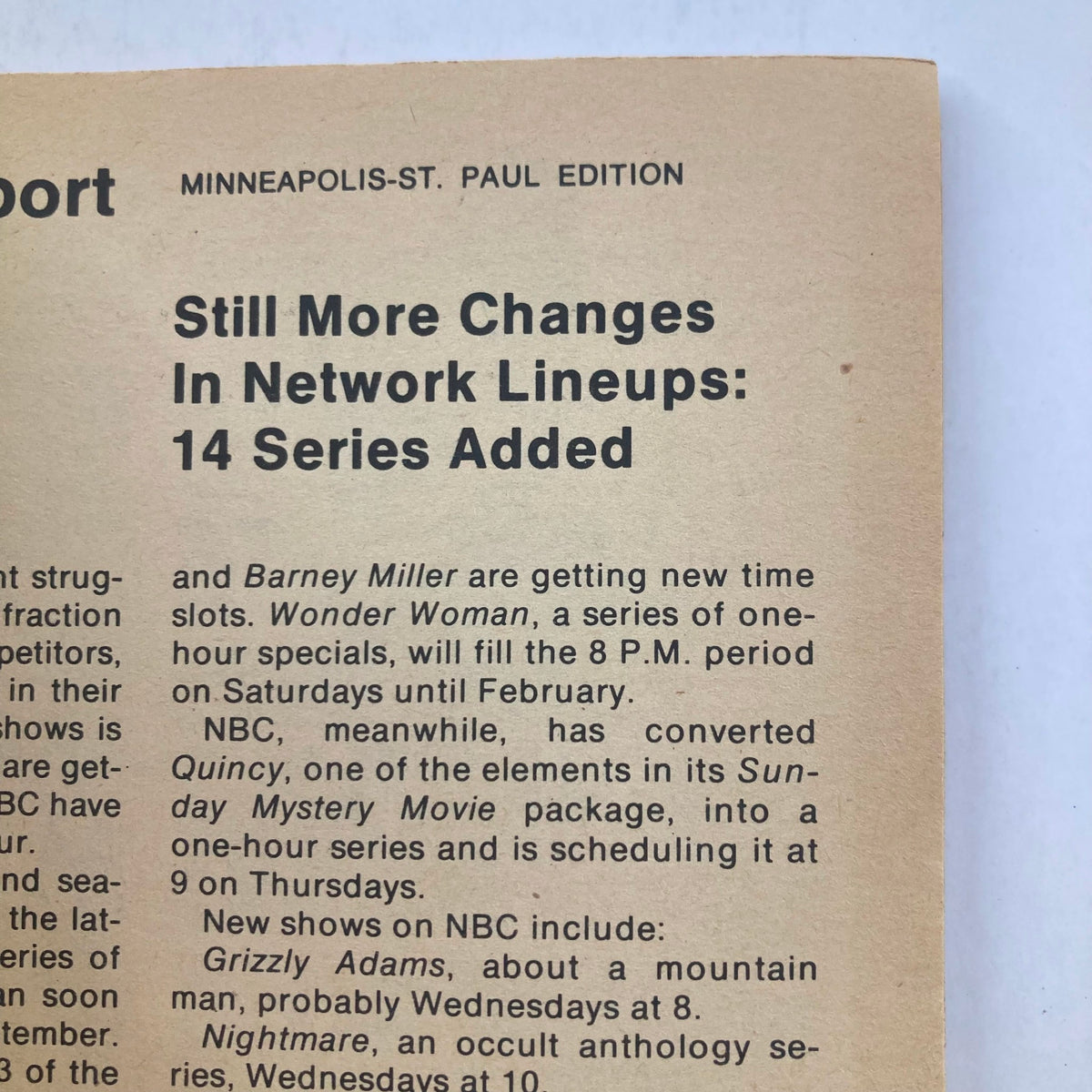 Content page of TV Guide Magazine December 25 1976 #1239 highlighting changes in network lineups and new series added.