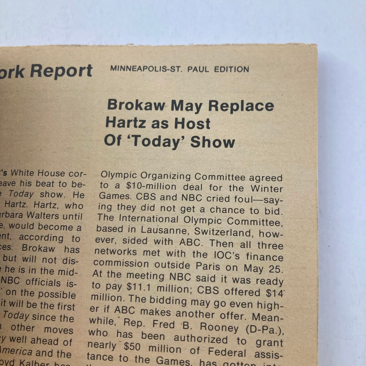 Back page of TV Guide Magazine June 12 1976 #1211, featuring an article titled 'Brokaw May Replace Hartz as Host of Today Show,' showcasing television industry news from the era.