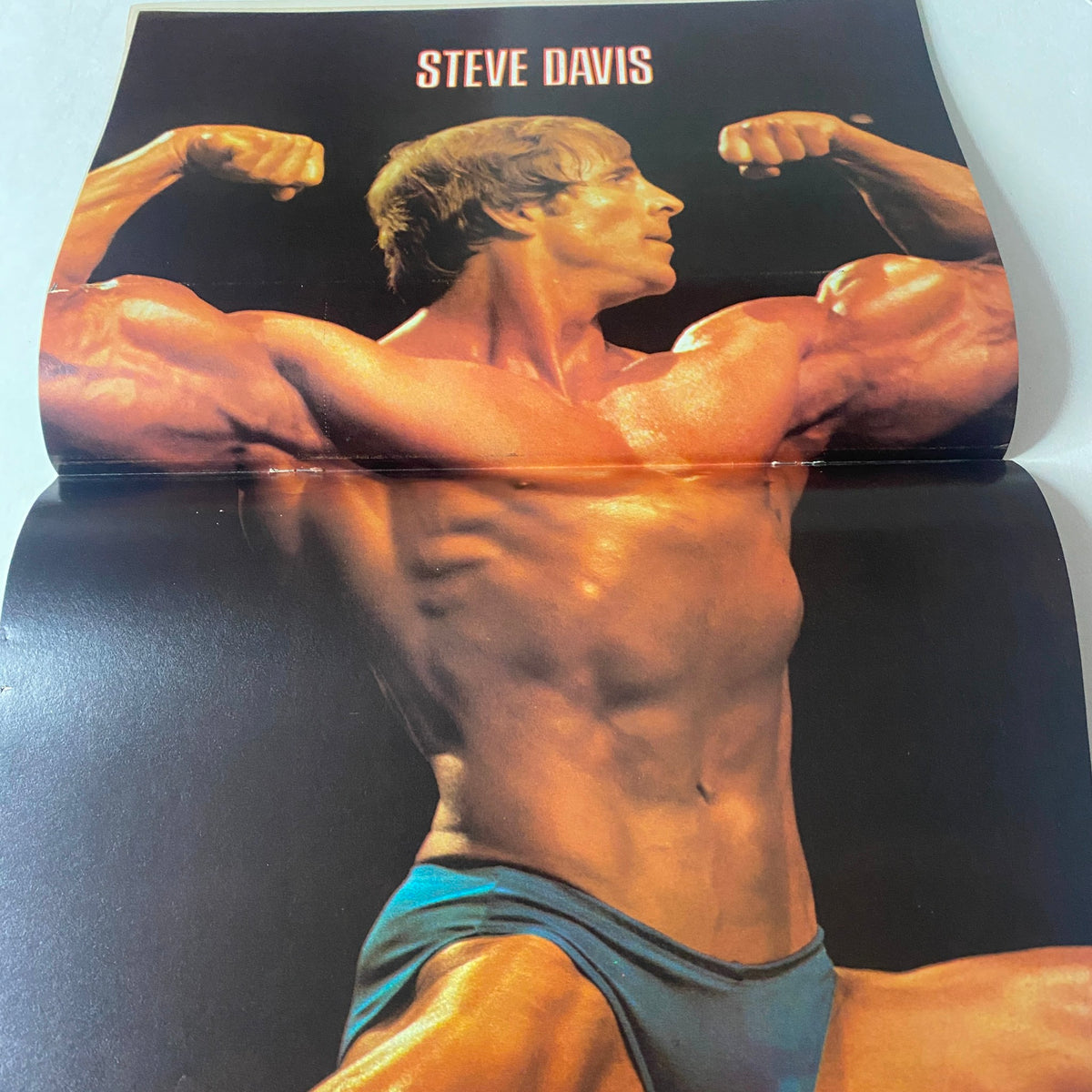 Muscle Up Magazine October 1981 Vol 3 No 13 featuring a full-color image of Steve Davis showcasing a muscular physique while flexing, emphasizing the bodybuilding culture of the era.