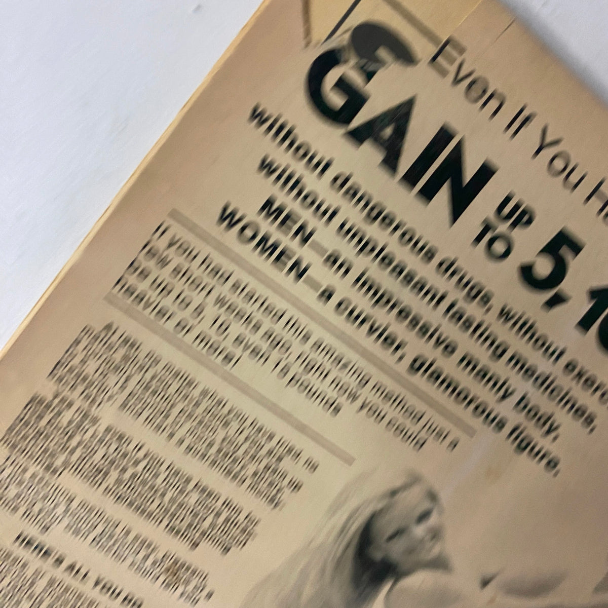 Vintage advertisement promoting bodybuilding gains without dangerous drugs, featured in Muscle Up Magazine February 1984 Vol 6 No 27, highlighting fitness and physique transformation.