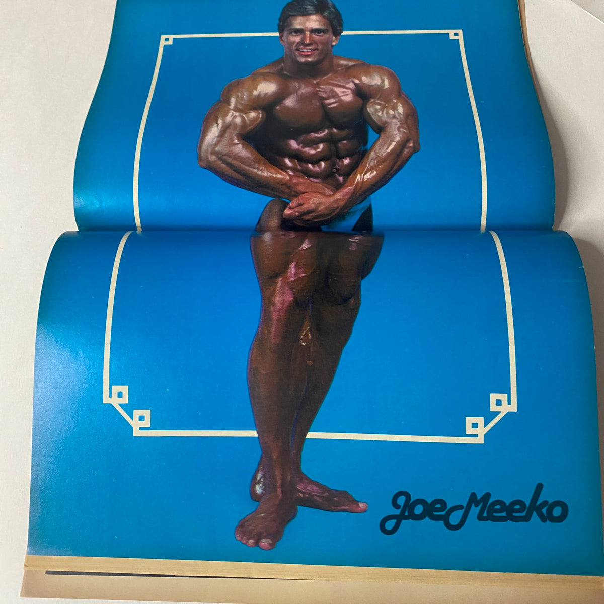 Centerfold image of Joe Meeko, featured in Muscle Up Magazine August 1984 Vol 6 No 30, showcasing his impressive physique.