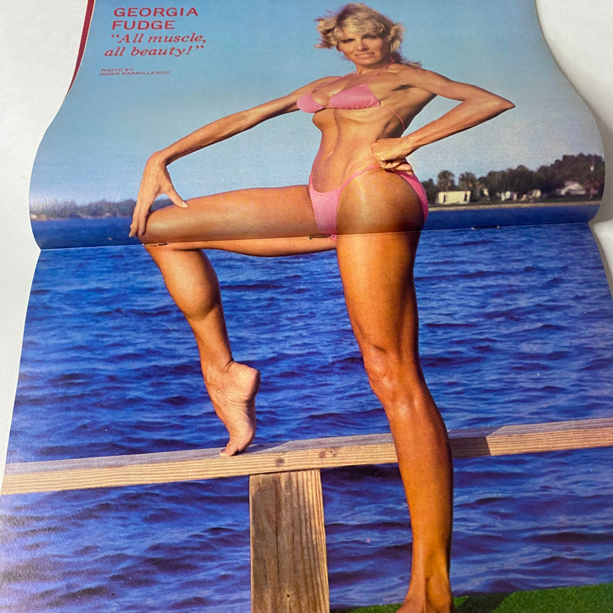 Centerfold of Fitness and Nutrition Reports Summer-Fall 1983 showcasing Georgia Fudge, emphasizing beauty and fitness.