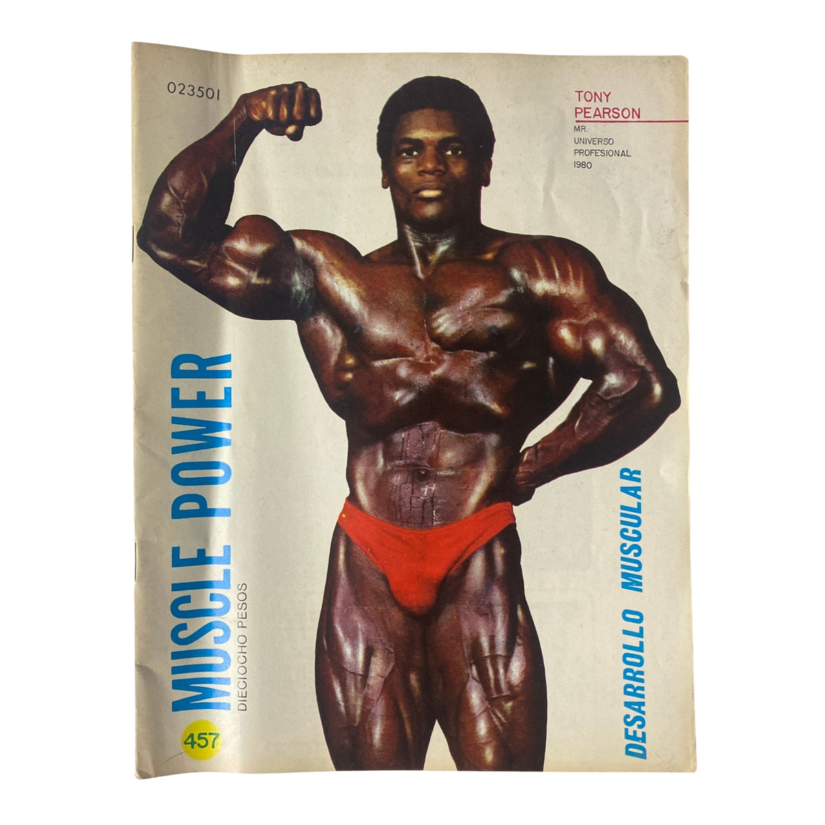 Cover of Muscle Power Magazine March 6, 1981 featuring Ray Schaefer, showcasing his muscular physique and posing in the title and text in Spanish. A classic example of vintage bodybuilding culture.