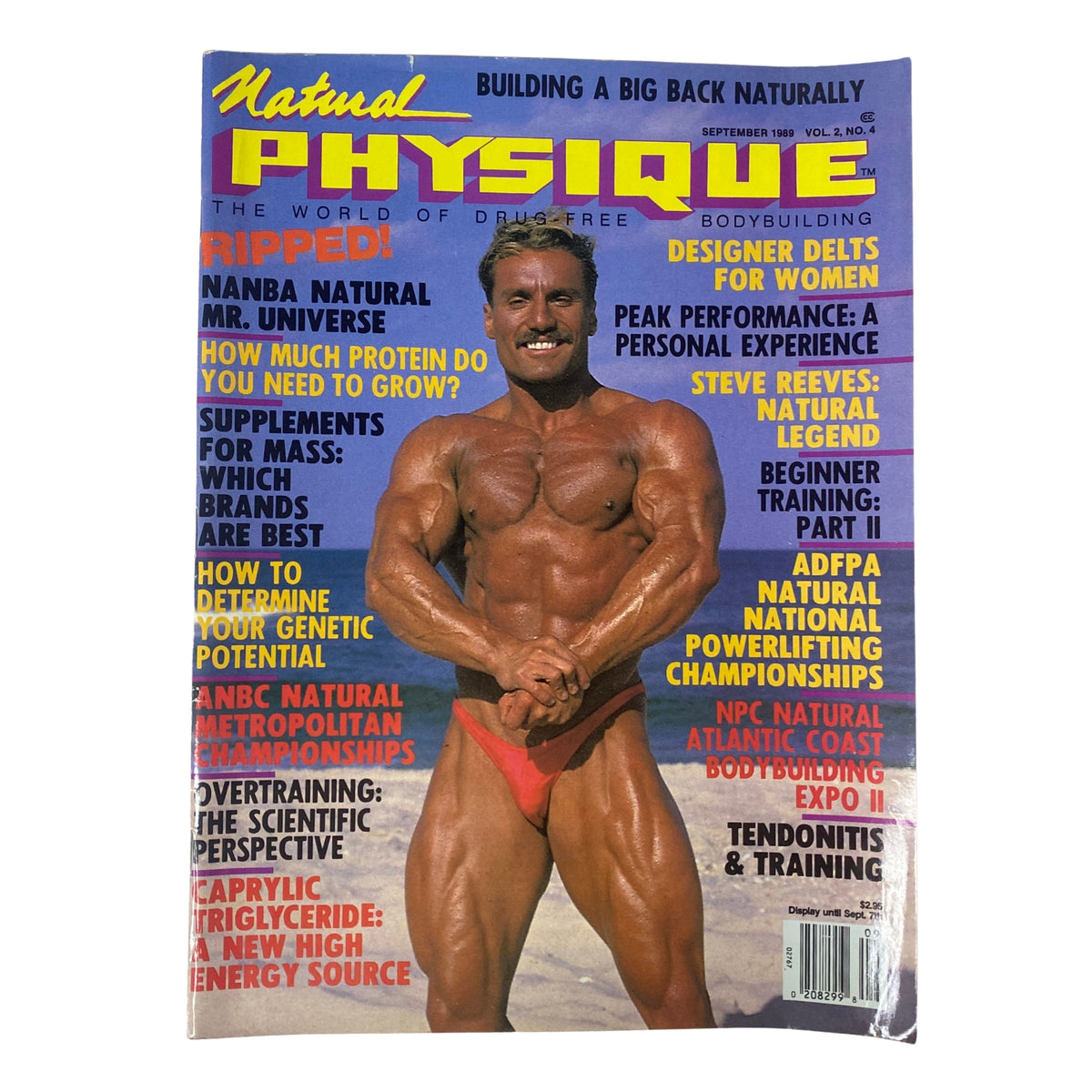 Natural Physique Magazine September 1989 featuring Greg Jackson on the cover, showcasing a muscular bodybuilding theme.