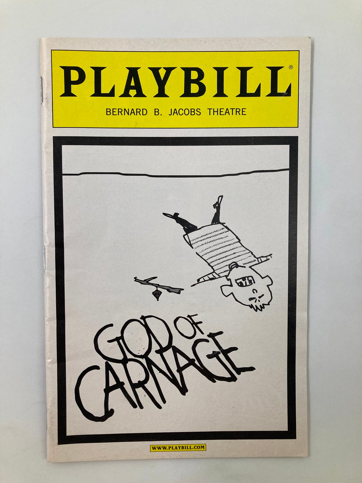2009 Playbill for God of Carnage at Bernard B. Jacobs Theatre, featuring a minimalist cover design with the title 'God of Carnage' and an illustration.