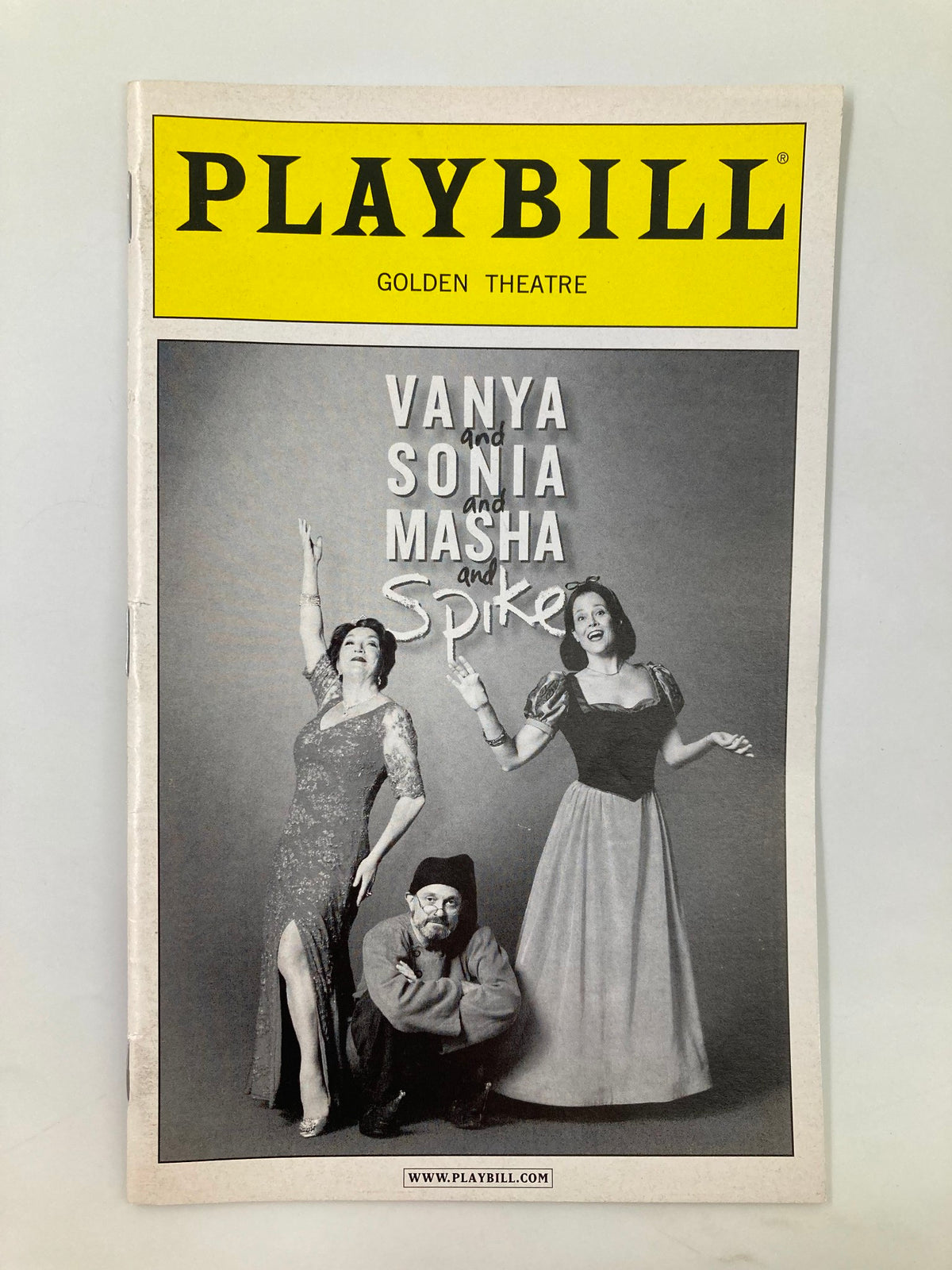 2013 Playbill for 'Vanya & Sonia, Masha & Spike' at the Golden Theatre featuring Sigourney Weaver, showcasing the cast in a stylish black and white photograph.