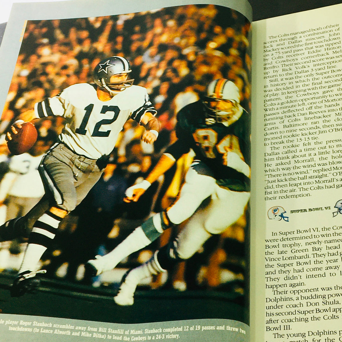 High-quality action shot from the VTG 1984 Official Super Bowl XIX Scenic Guide to San Francisco Bay, featuring a quarterback in motion during a significant play.