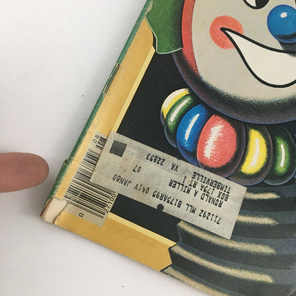 Close-up of the vintage Mother Jones Magazine August 1978 cover with a clown illustration, featuring a price tag; part of the collectible issue titled "Copping to Jack & Pot Smoking Detective."