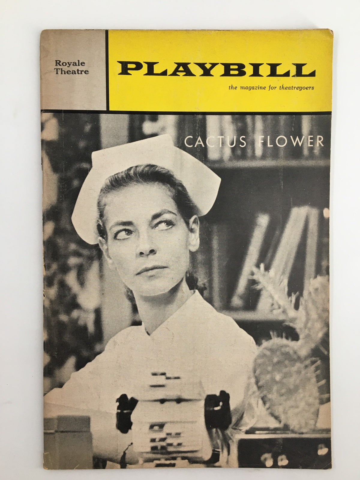 1966 Playbill Royale Theatre featuring a nurse from Cactus Flower, starring Lauren Bacall and Barry Nelson.