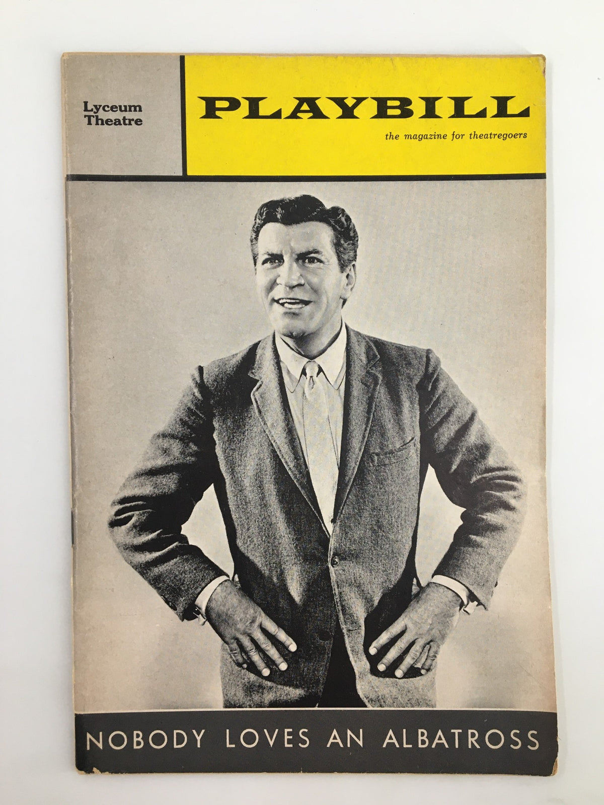 1964 Playbill from Lyceum Theatre featuring Robert Preston in Nobody Loves An Albatross, showcasing a vintage black and white photo of the actor.