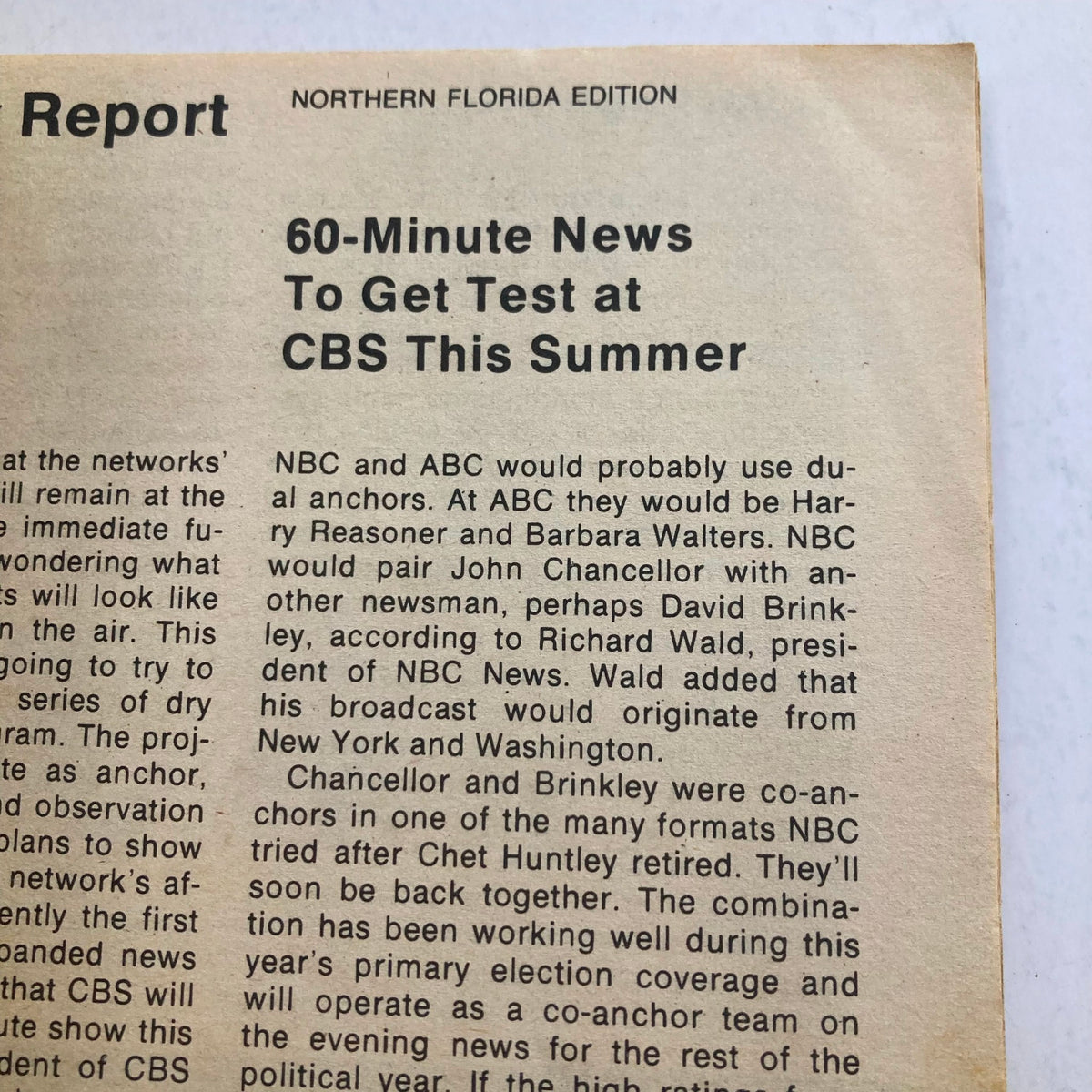 Northern Florida edition of TV Guide Magazine, June 19, 1976, highlighting news about CBS and anchors in television history, cover featuring Louise Lasser.