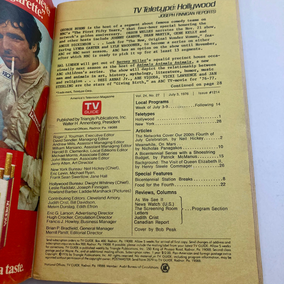 TV Guide Magazine July 3 1976 Television Celebrates The Big Day WA-Baltimore Ed.