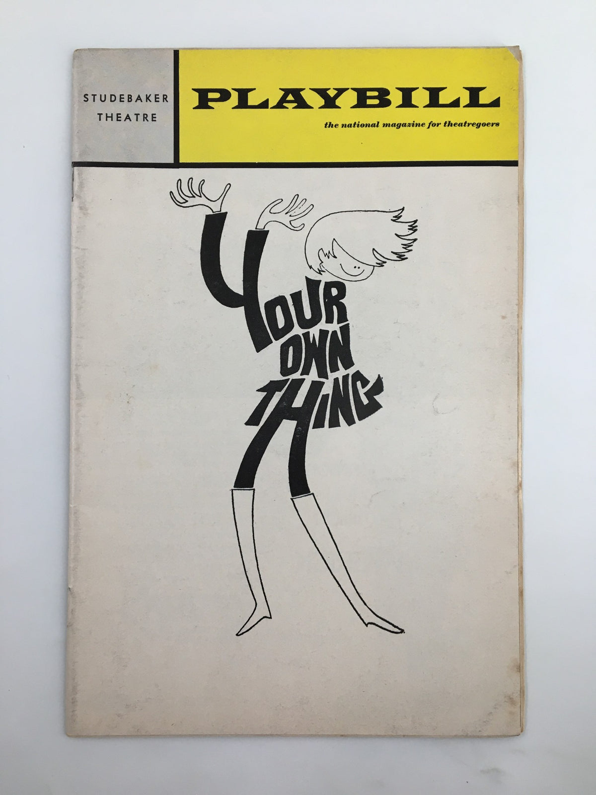 1969 Playbill Studebaker Theater featuring Gretchen Wyler in Your Own Thing, showcasing a whimsical cover design with a unique illustration.