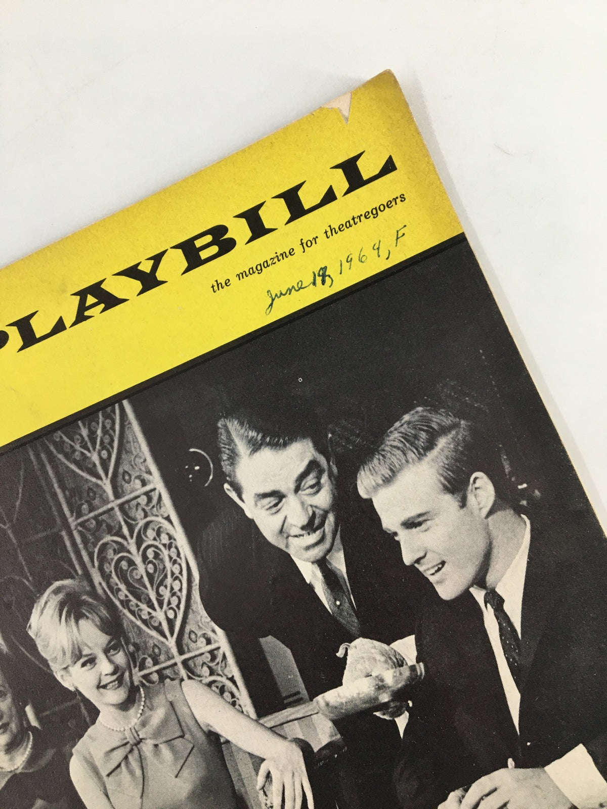 Detailed view of the 1964 Playbill for Barefoot in the Park at Biltmore Theatre, featuring signature and date on the cover.
