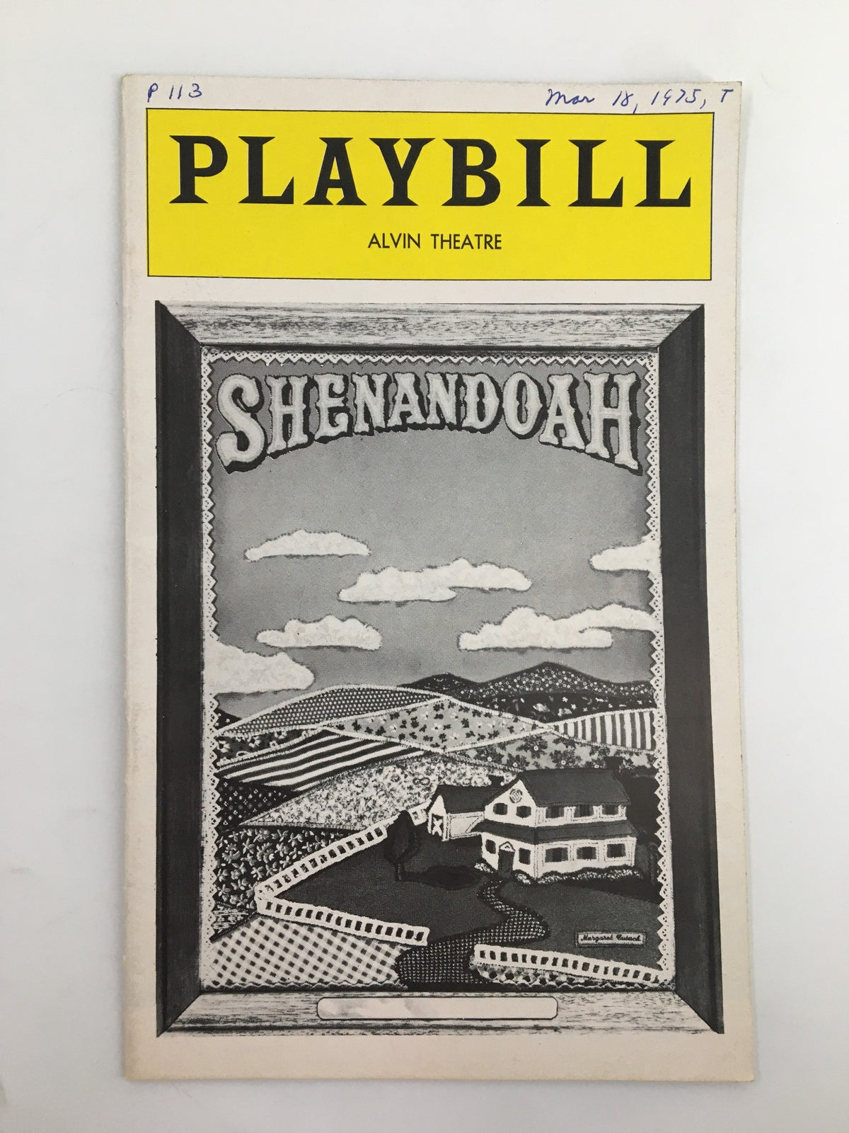 Vintage 1975 Playbill from Alvin Theatre featuring the musical 'Shenandoah' with a captivating cover design.