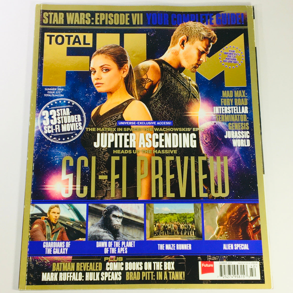 Cover of Total Film Magazine Summer 2014 #221 featuring Mila Kunis and Channing Tatum, highlighting sci-fi previews and popular films of the time.