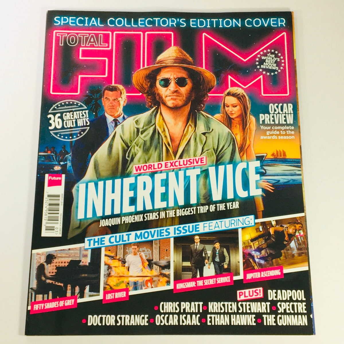 Cover of Total Film Magazine March 2015 #229 featuring Joaquin Phoenix in Inherent Vice, with bold headlines and film-related images.