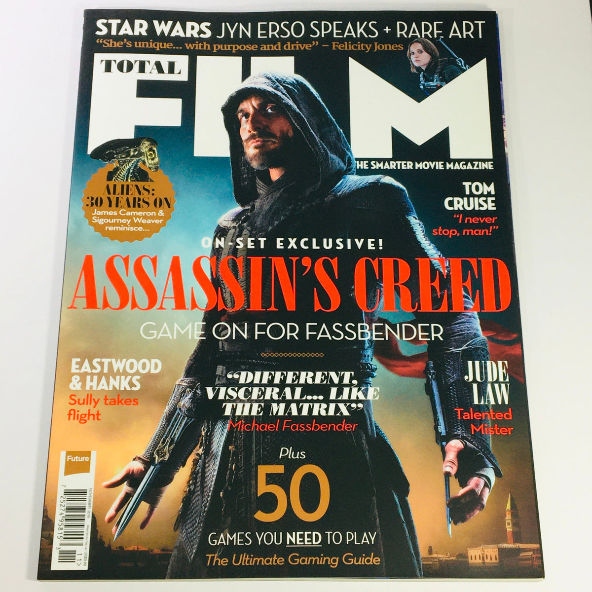 Total Film Magazine November 2016 issue featuring Michael Fassbender on the cover, showcasing on-set details for Assassin's Creed, includes exclusive content and insights on contemporary cinema.