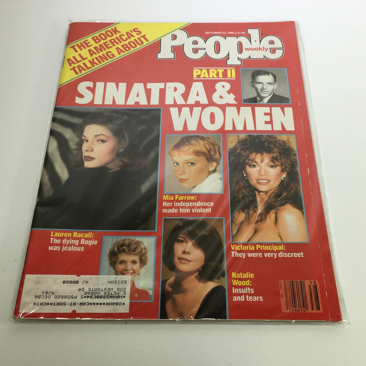 People Magazine September 22, 1986 featuring Part II of Frank Sinatra and The Women, showcasing prominent women in Sinatra's life with images of Mia Farrow, Lauren Bacall, Victoria Principal, and Natalie Wood.