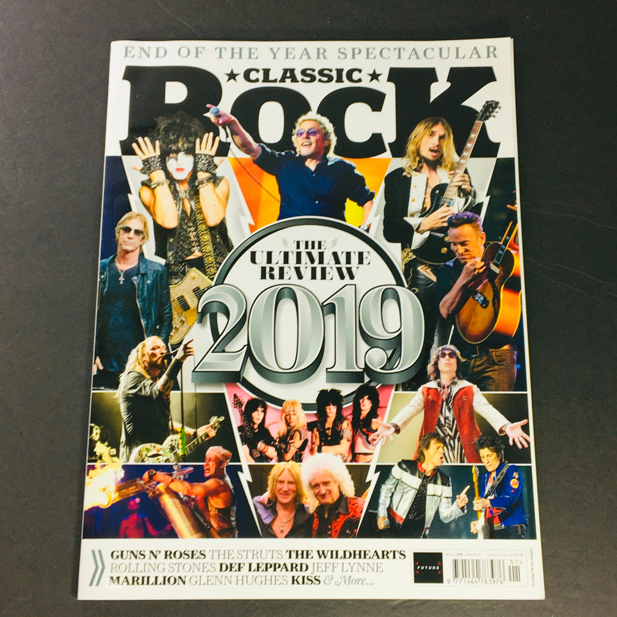 Classic Rock Magazine January 2020 #270 cover featuring iconic rock stars including Brian May and Mick Jagger, showcasing the ultimate review of 2019 in rock music.