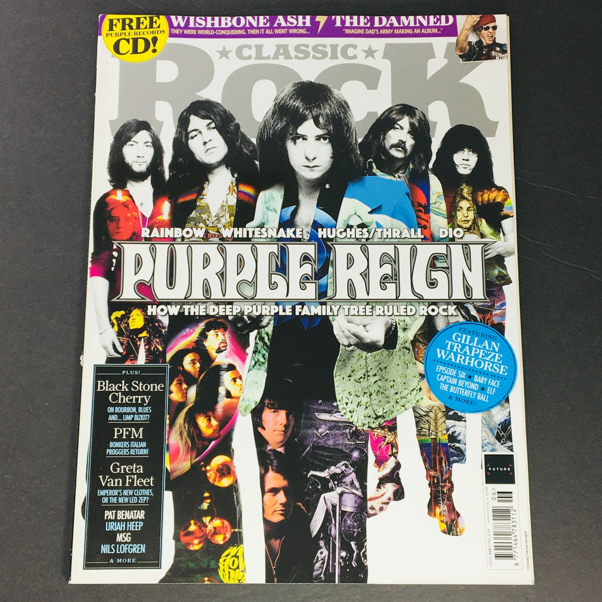 Cover of Classic Rock Magazine June 2018 #249 featuring Dio & Rainbow, Ian Gillan, showcasing iconic rock elements and vintage magazine aesthetics.