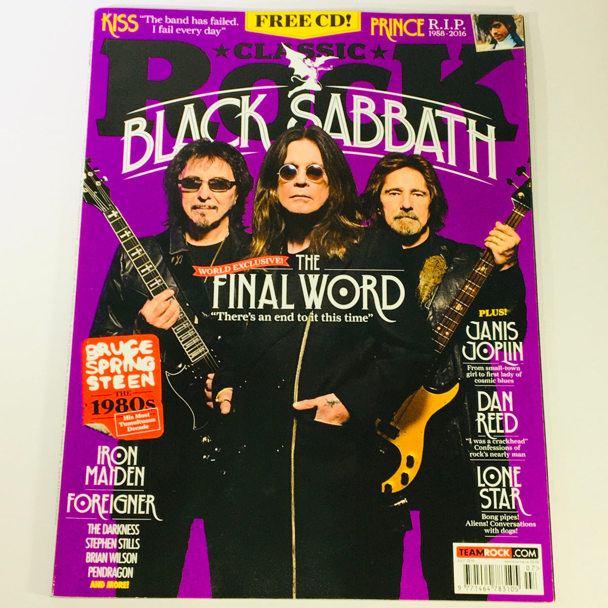 Cover of Classic Rock Magazine July 2016 #224 featuring Black Sabbath, with iconic members Ozzy Osbourne, Tony Iommi, and Geezer Butler, alongside Iron Maiden, captured in vibrant colors and bold design, showcasing legendary rock bands.