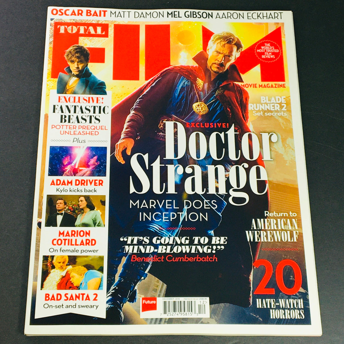 Total Film Magazine December 2016 #252 featuring Benedict Cumberbatch as Doctor Strange on the cover, highlighting Marvel cinematic themes and exclusive insights.