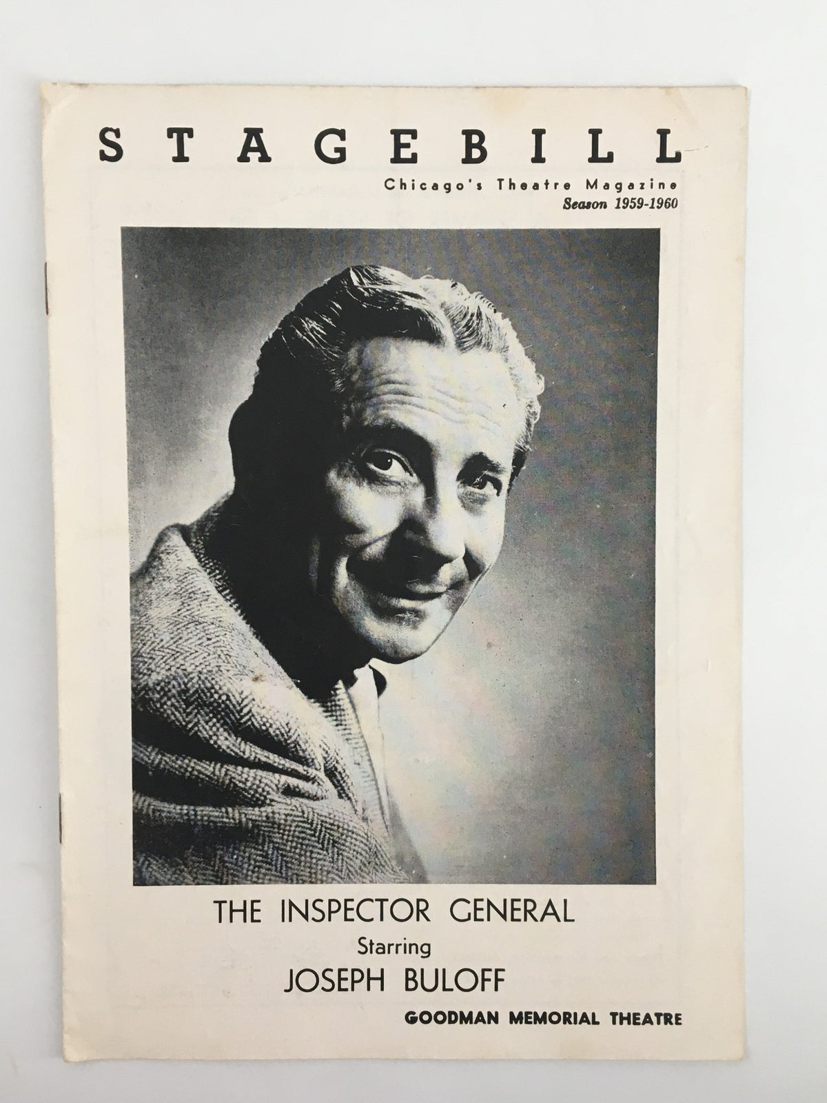 1960 Stagebill Goodman Memorial Theatre featuring Joseph Buloff in The Inspector General. Vintage theatre magazine showcasing the legendary actor.