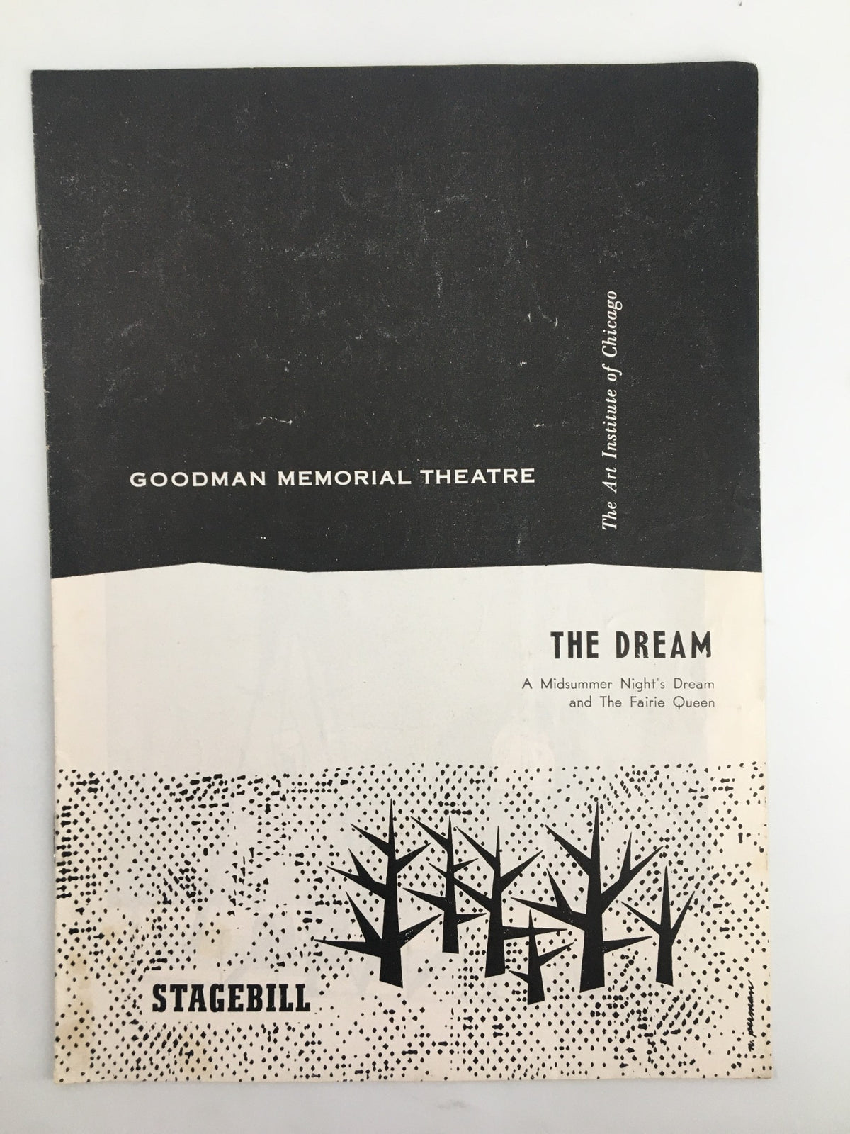 1958 Stagebill for Goodman Memorial Theatre featuring 'The Dream', a production including A Midsummer Night's Dream and The Fairy Queen.