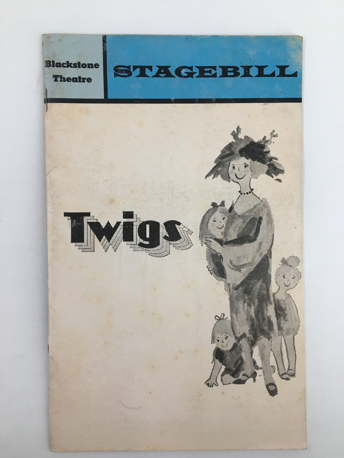 1972 Stagebill from the Blackstone Theatre featuring Sada Thompson in Twigs by George Furth, showcasing vintage artwork and title on the cover.