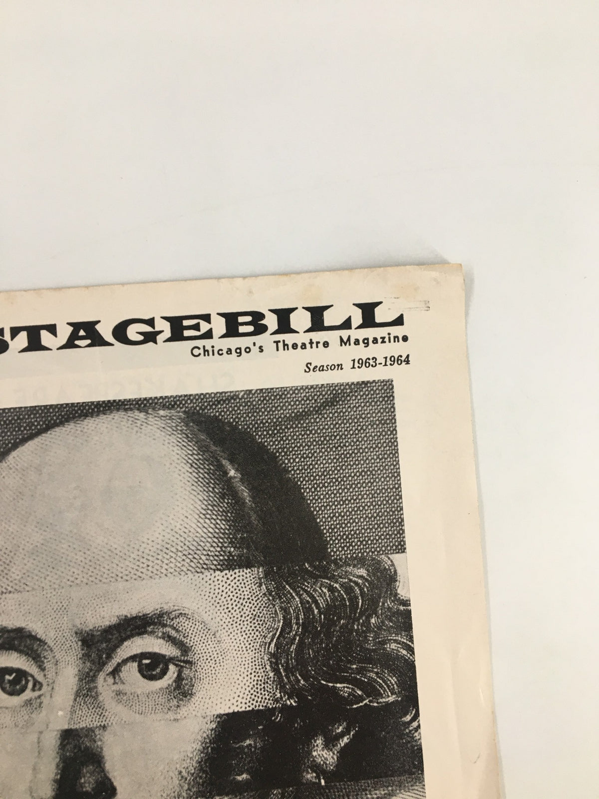 Close-up of the 1964 Stagebill from Goodman Theatre, highlighting the title 'Stagebill' and details including 'Chicago's Theatre Magazine' and the season 1963-1964.