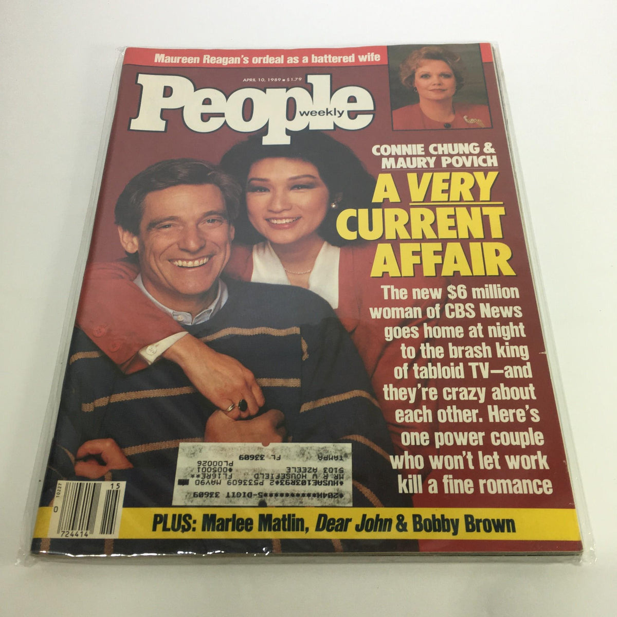 People Magazine cover from April 10, 1989, featuring Connie Chung and Maury Povich with the headline 'A Very Current Affair.' This iconic issue highlights the figures of 1980s media, capturing a moment in American pop culture and journalism.