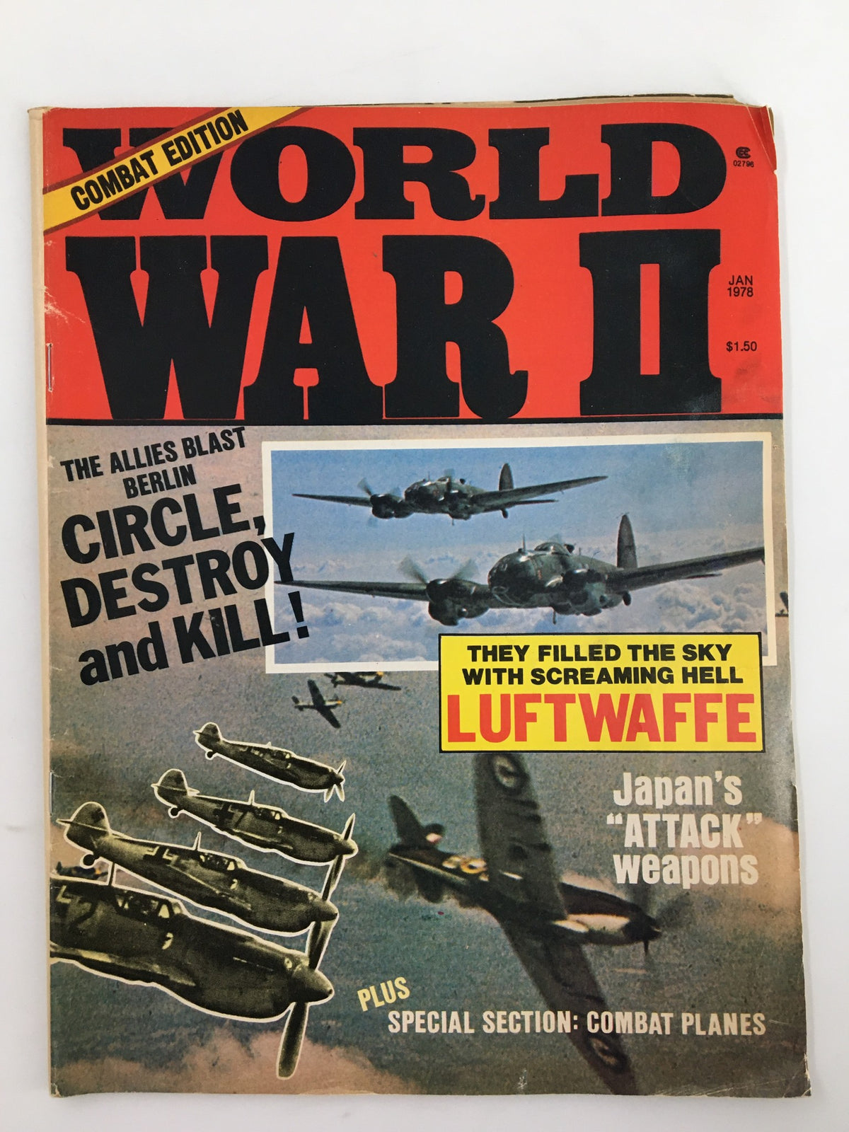 VTG World War II Magazine January 1978 Japan's Attack Weapons cover featuring military aircraft, bold title, and historical military themes.