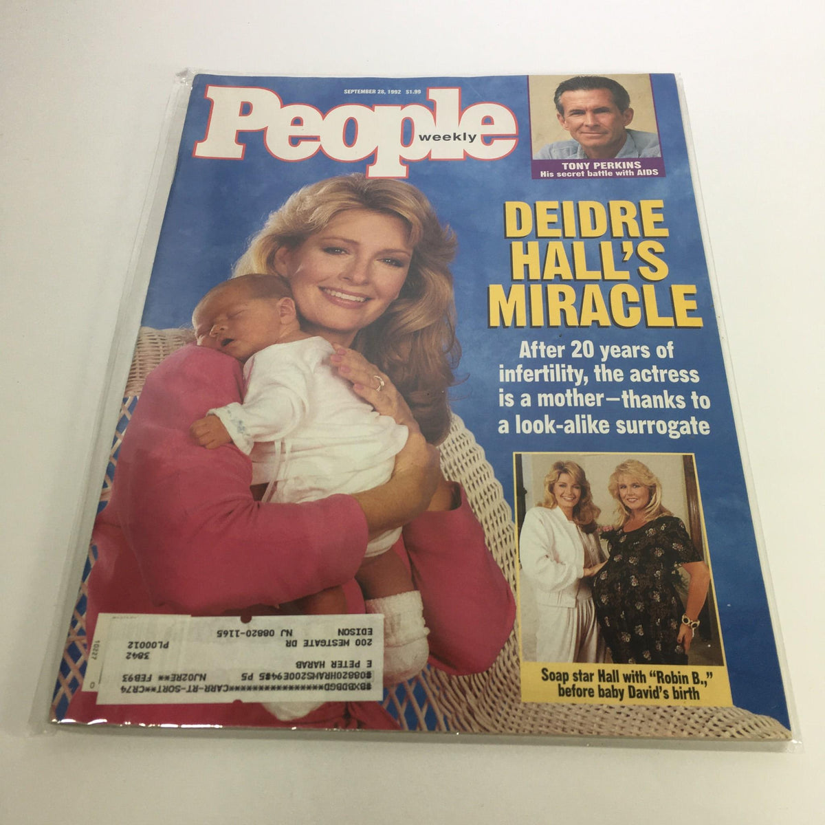 Cover of People Magazine from September 28, 1992 featuring Deidre Hall's Miracle After 20 Years Of Infertility, showcasing the actress with a baby and highlighting her personal journey with infertility.