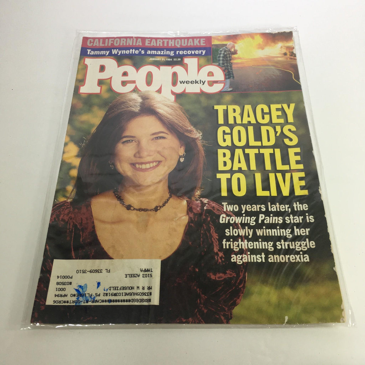 Cover of People Magazine dated January 31, 1994, featuring Tracey Gold's battle against anorexia, showcasing her smiling portrait and a headline highlighting her struggles.