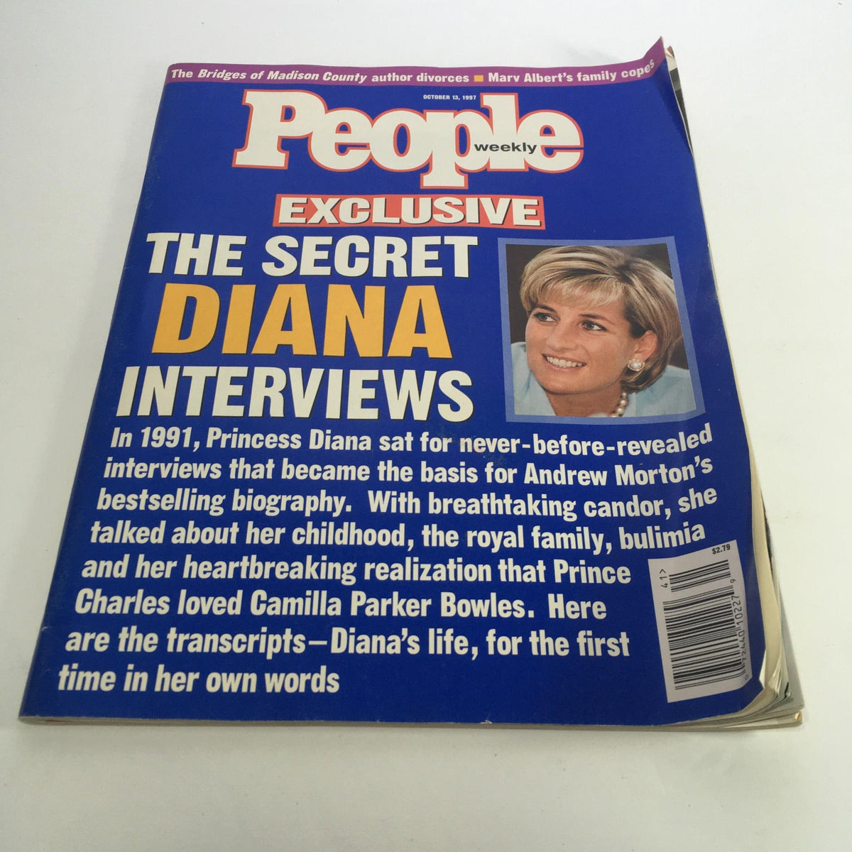 Cover of People Magazine October 13, 1997 featuring the title 'THE SECRET DIANA INTERVIEWS' and an image of Princess Diana of Wales. This edition includes exclusive insights from Princess Diana, reflecting on her life and challenges.