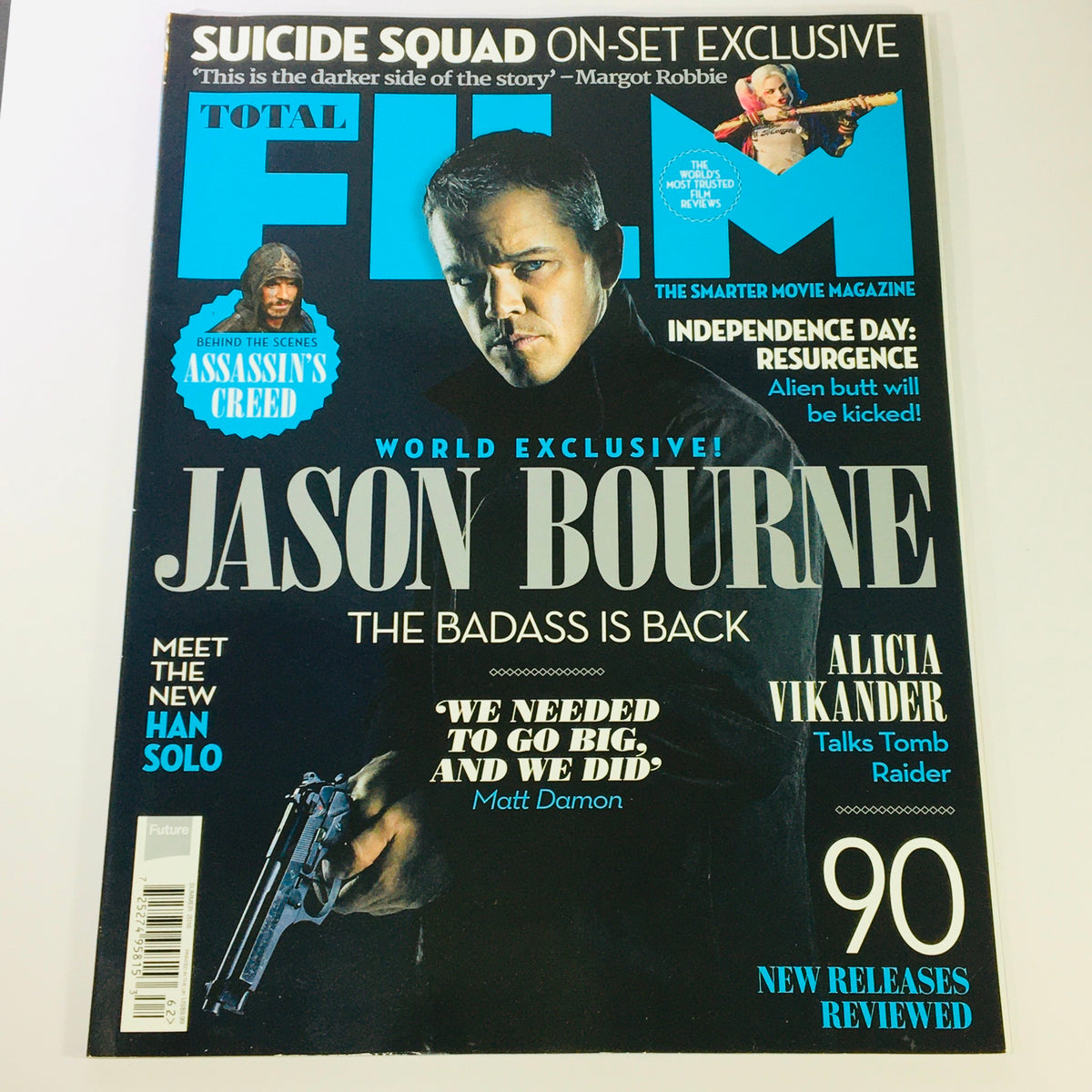 Total Film Magazine Summer 2016 #247 cover featuring Matt Damon as Jason Bourne, highlighting the film's return with exclusive stories and interviews.