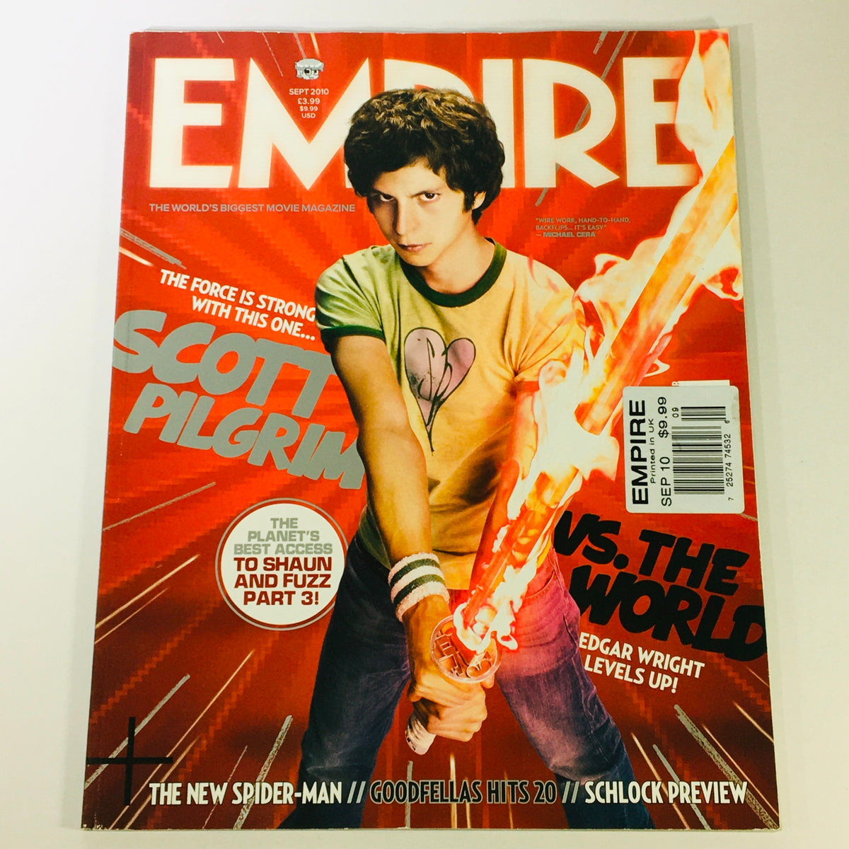 Empire Magazine September 2010 #255 featuring Michael Cera as Scott Pilgrim on the cover, showcasing a vintage pop culture moment with vibrant colors and iconic imagery from the film.