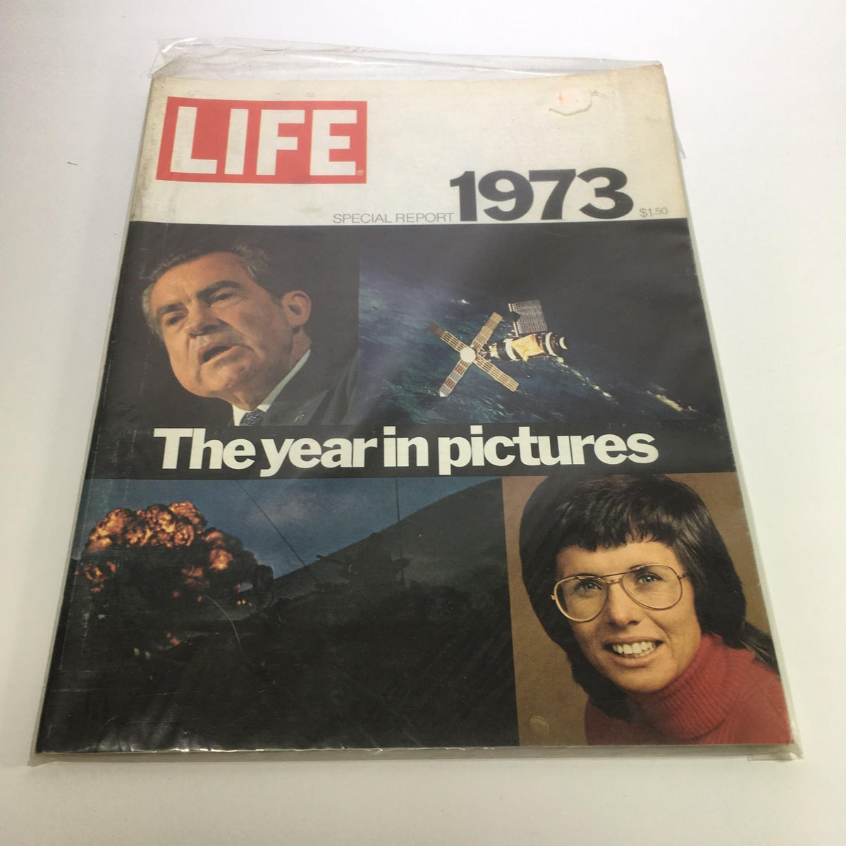 Life Magazine Special Report 1973: The Year in Pictures cover featuring Richard Nixon, space images, and a female portrait.
