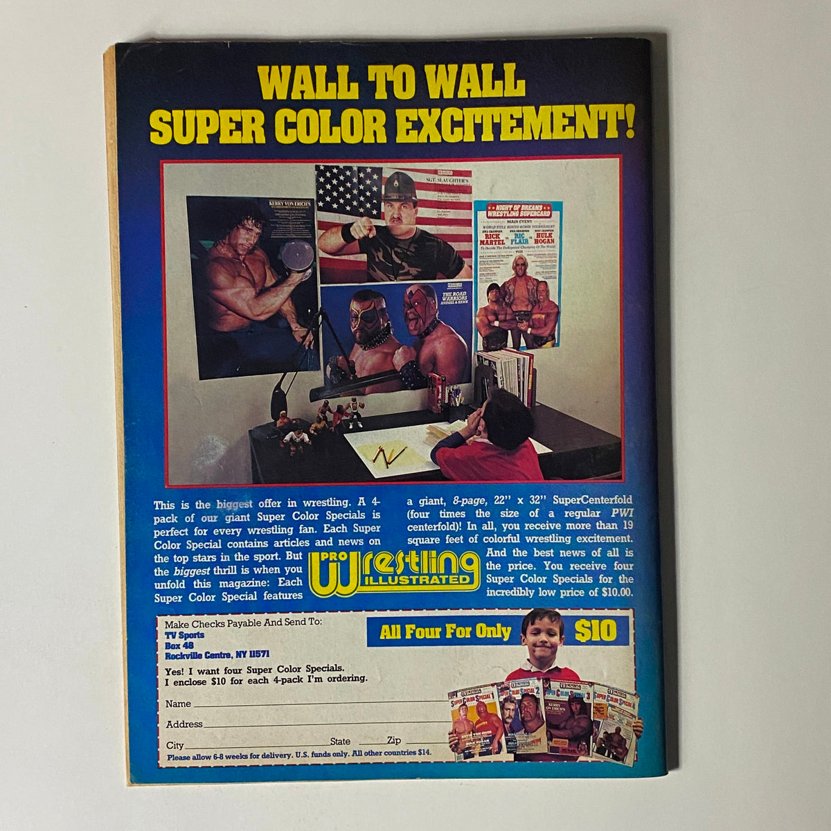 Pro Wrestling Illustrated Magazine November 1986 Von Erich w Poster No Label