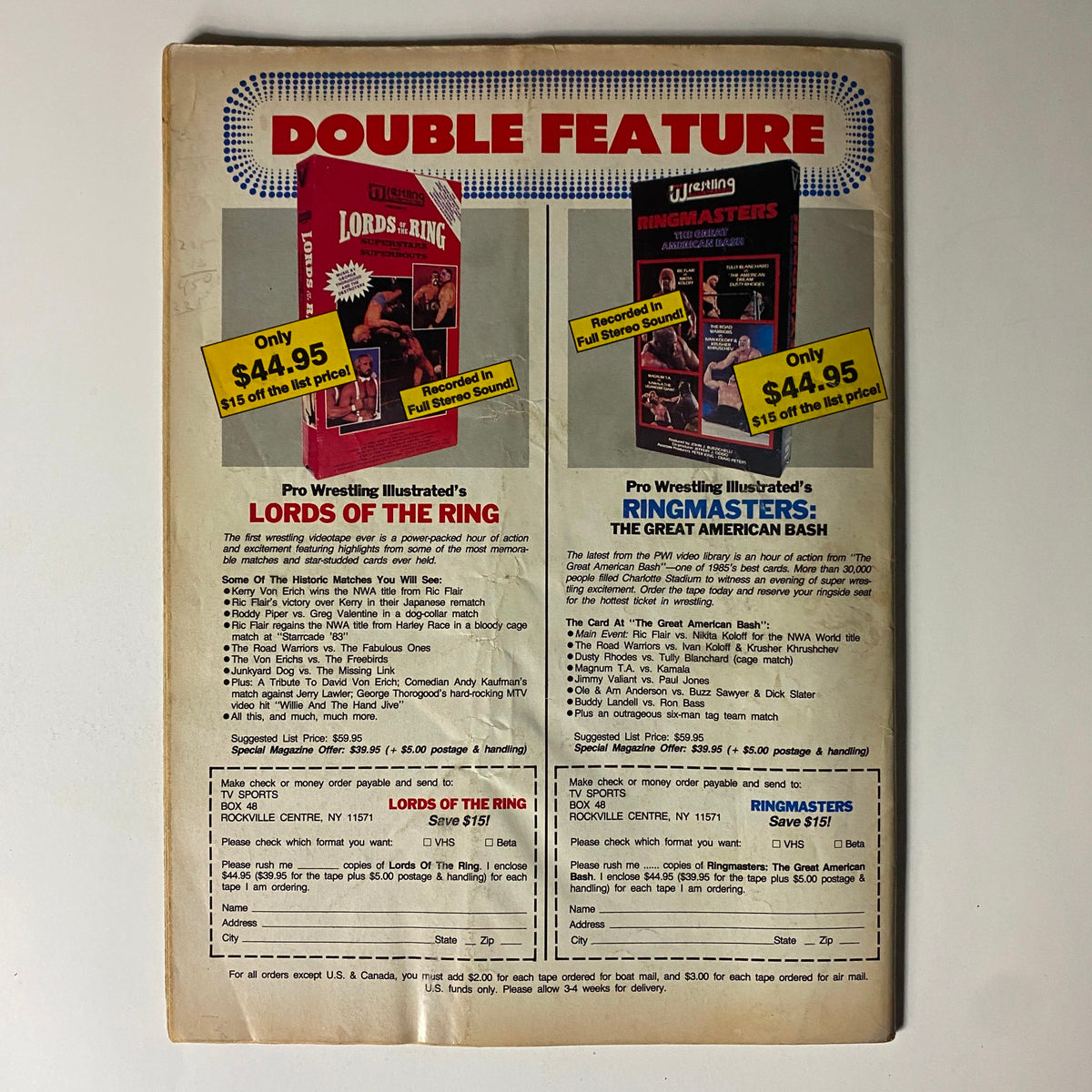 Pro Wrestling Illustrated Magazine August 1986 Randy Savage w Poster No Label