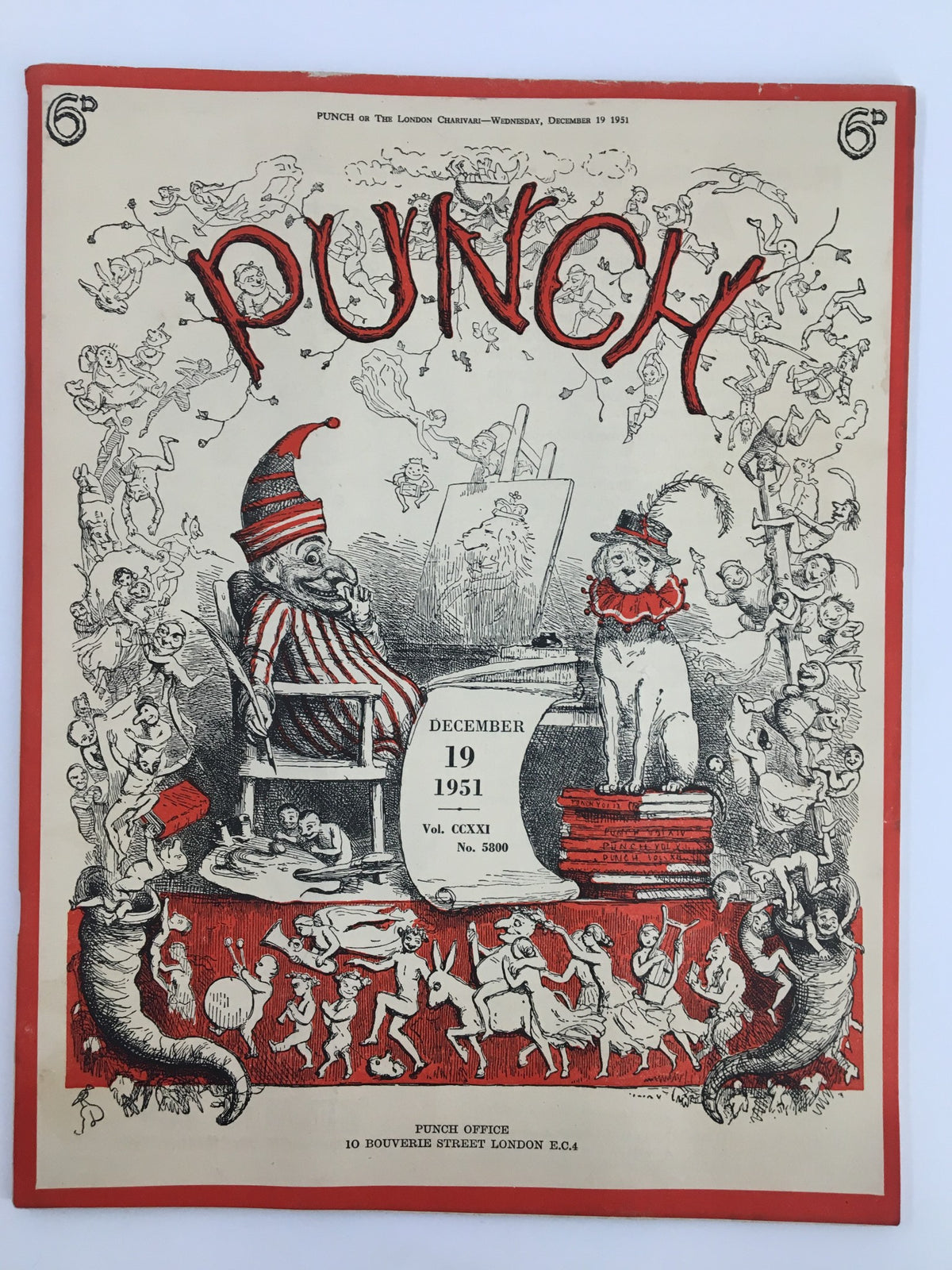 VTG Punch December 19 1951 magazine cover showcasing a whimsical cartoon design, featuring colorful illustrations that capture the humor of the era during WWII.
