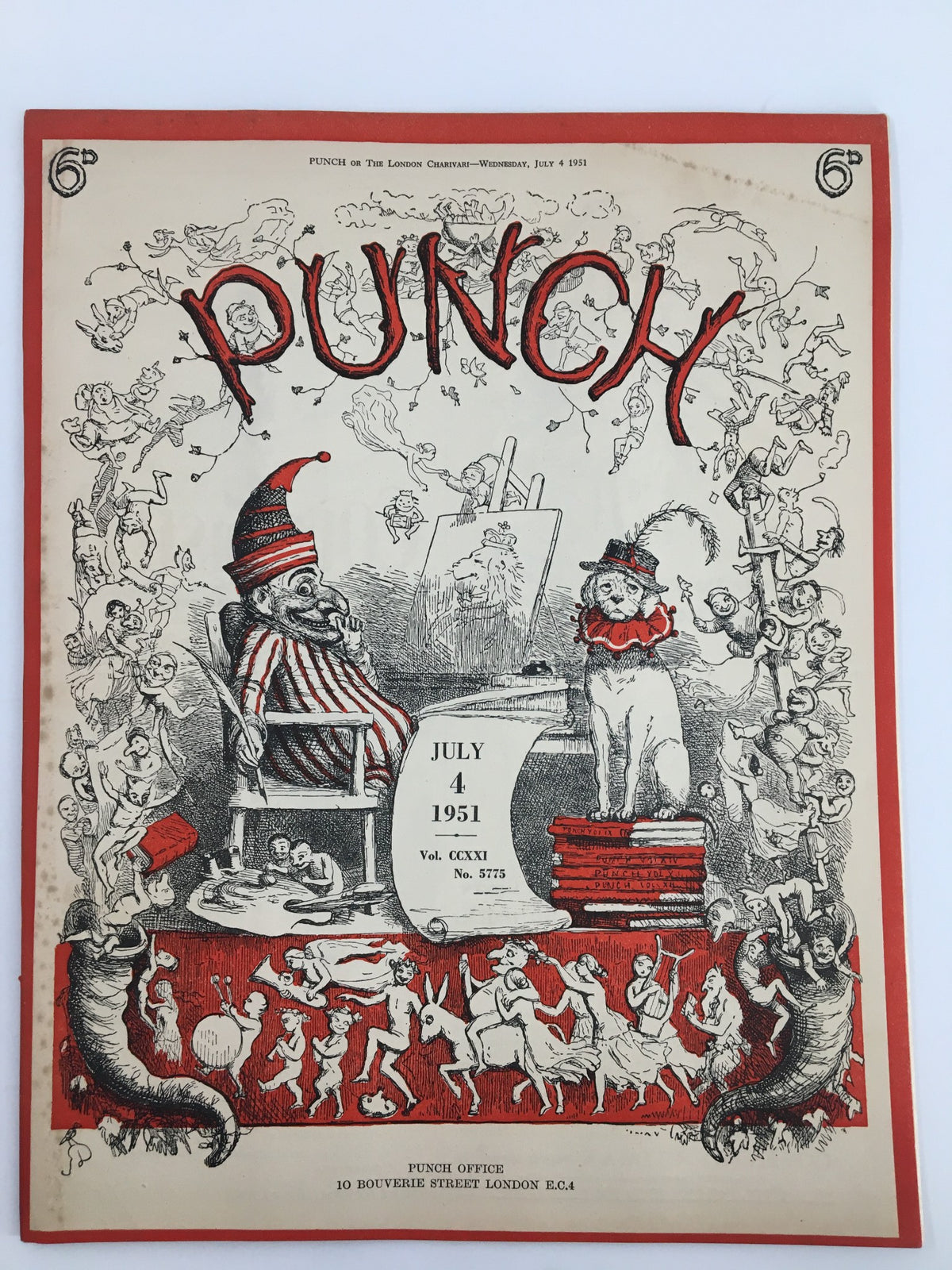 VTG Punch July 4 1951 WWII Cartoon & Humour Magazine cover featuring colorful illustrations and satirical art, showcasing the charm of post-war humor.