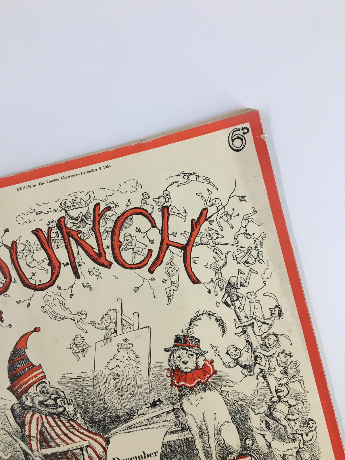 Close-up of the Vintage Punch magazine cover from December 9, 1953, highlighting the playful design elements and colorful illustrations typical of the magazine's style.
