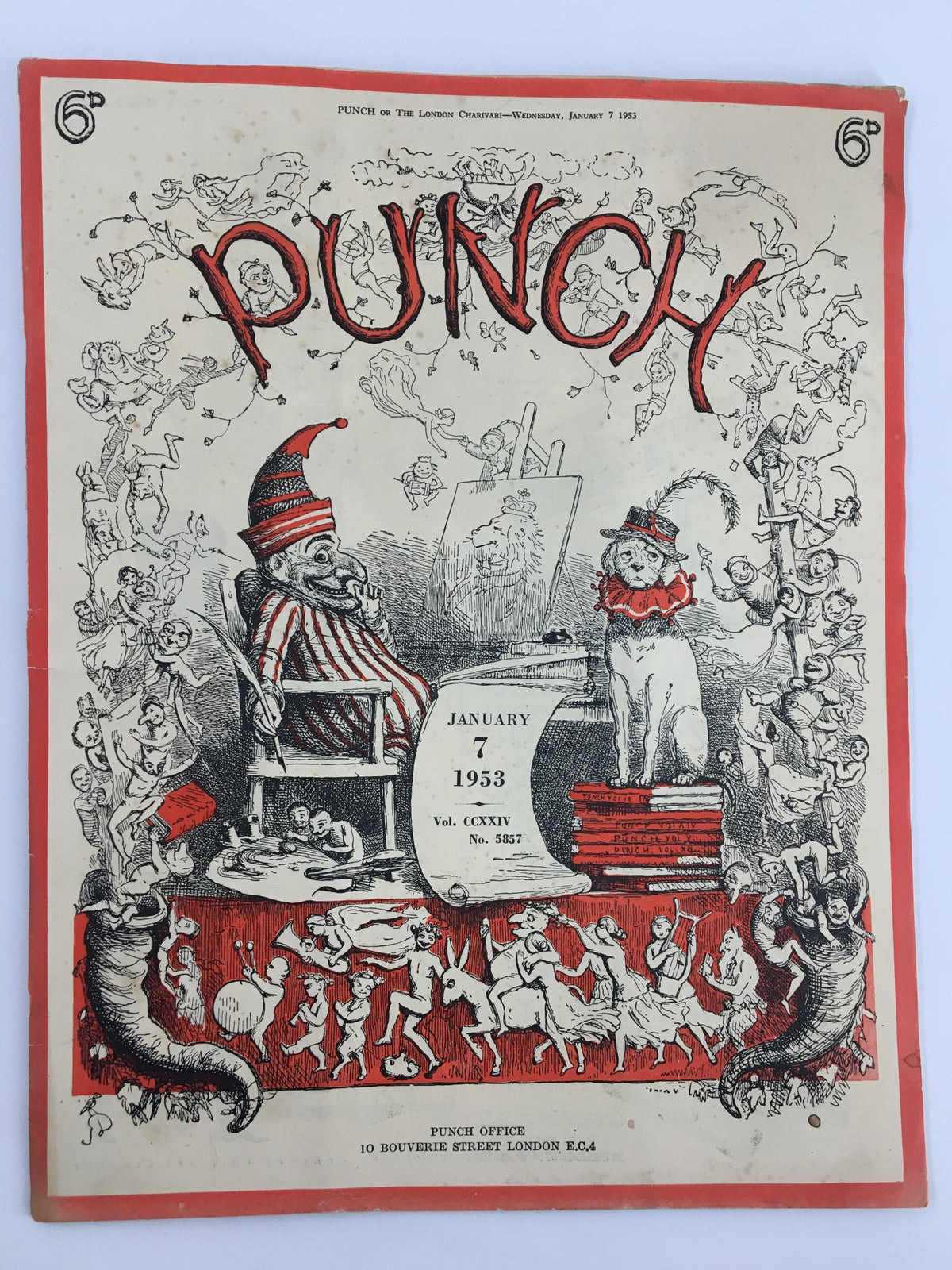 Cover of VTG Punch January 7 1953 WWII Cartoon & Humor Magazine featuring whimsical illustrations and titles, showcasing the unique satirical culture of the early 1950s.