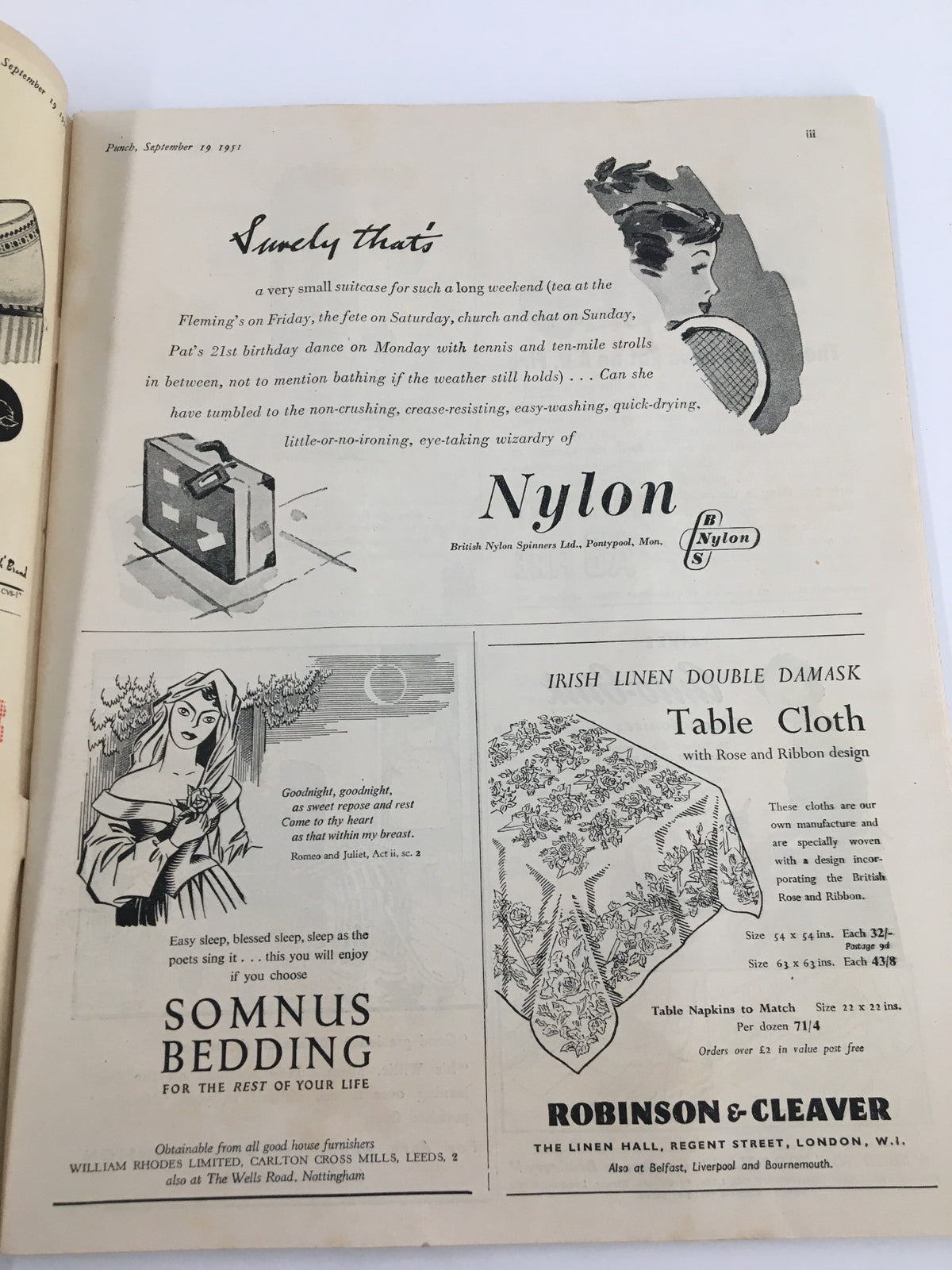 Interior page of the VTG Punch magazine from September 19, 1951, displaying advertisements and vintage illustrations typical of the era.