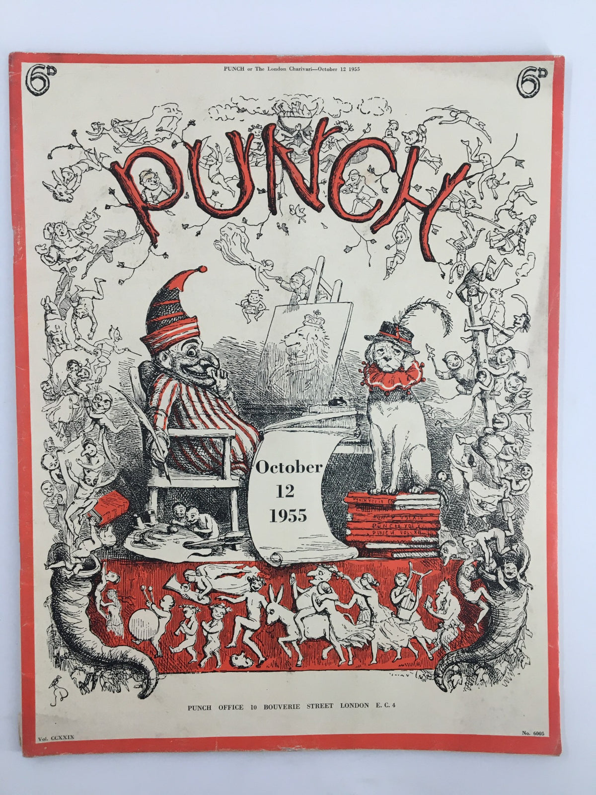 Cover of VTG Punch October 12, 1955, featuring vintage cartoons and humor, showcasing whimsical illustrations and vibrant colors, ideal for collectors of WWII memorabilia.