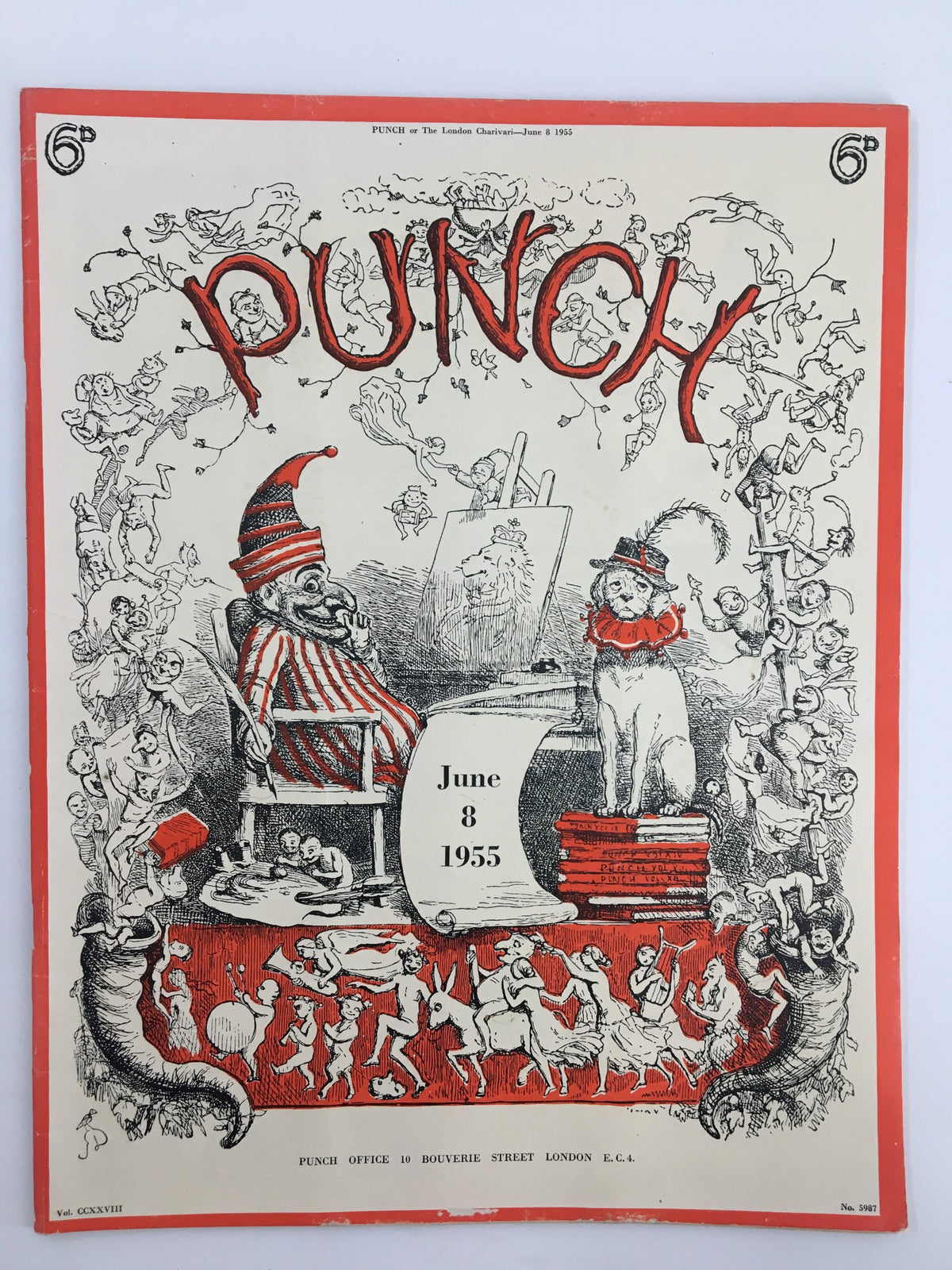 Cover of VTG Punch magazine from June 8, 1955, featuring whimsical artwork and humorous illustrations reflecting WWII-era satire.