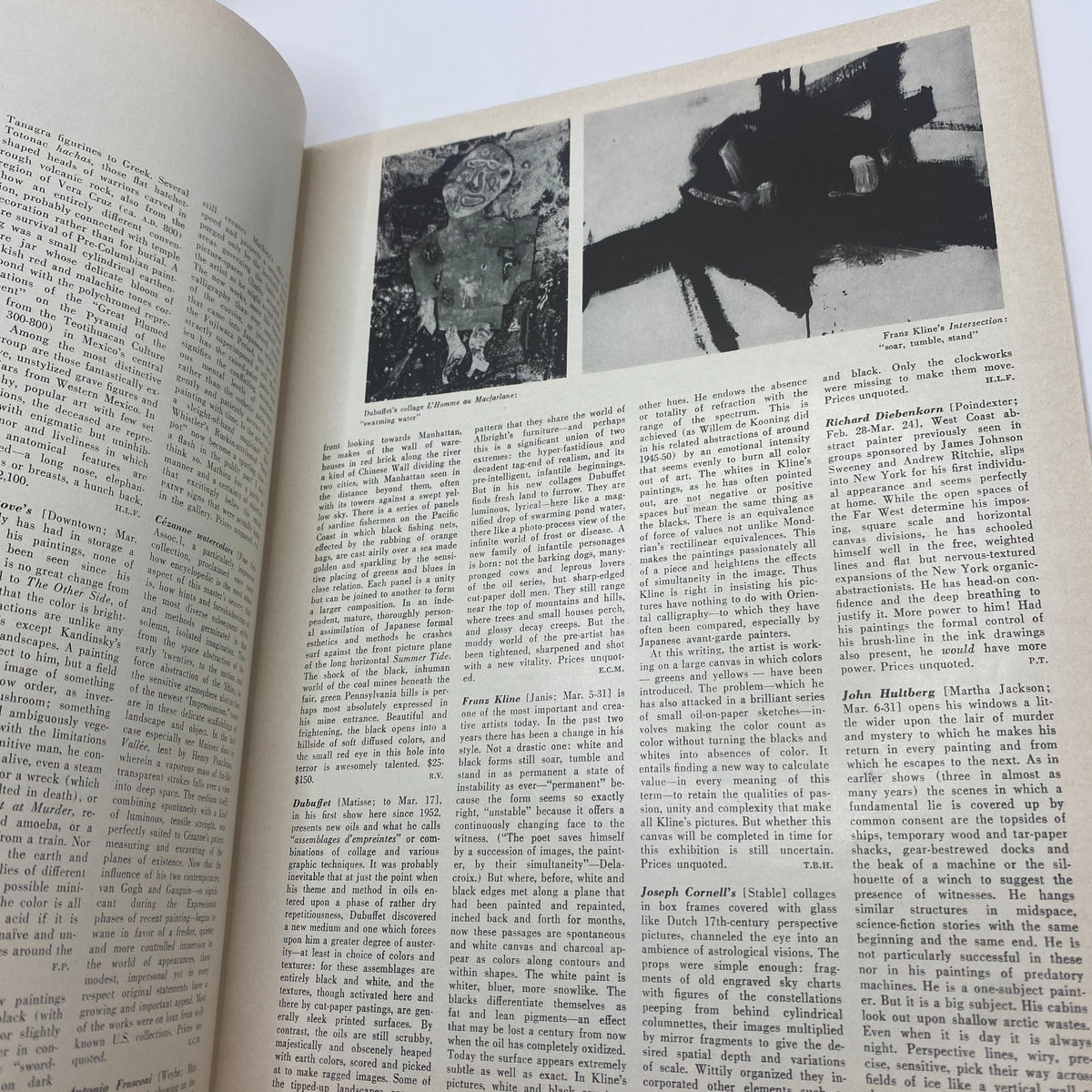 An article page from the March 1956 Art News Magazine featuring discussions on contemporary artists, pertinent to the title 'VTG Art News Magazine March 1956 Botticelli’s Giuliano de’ Medici No Label'.