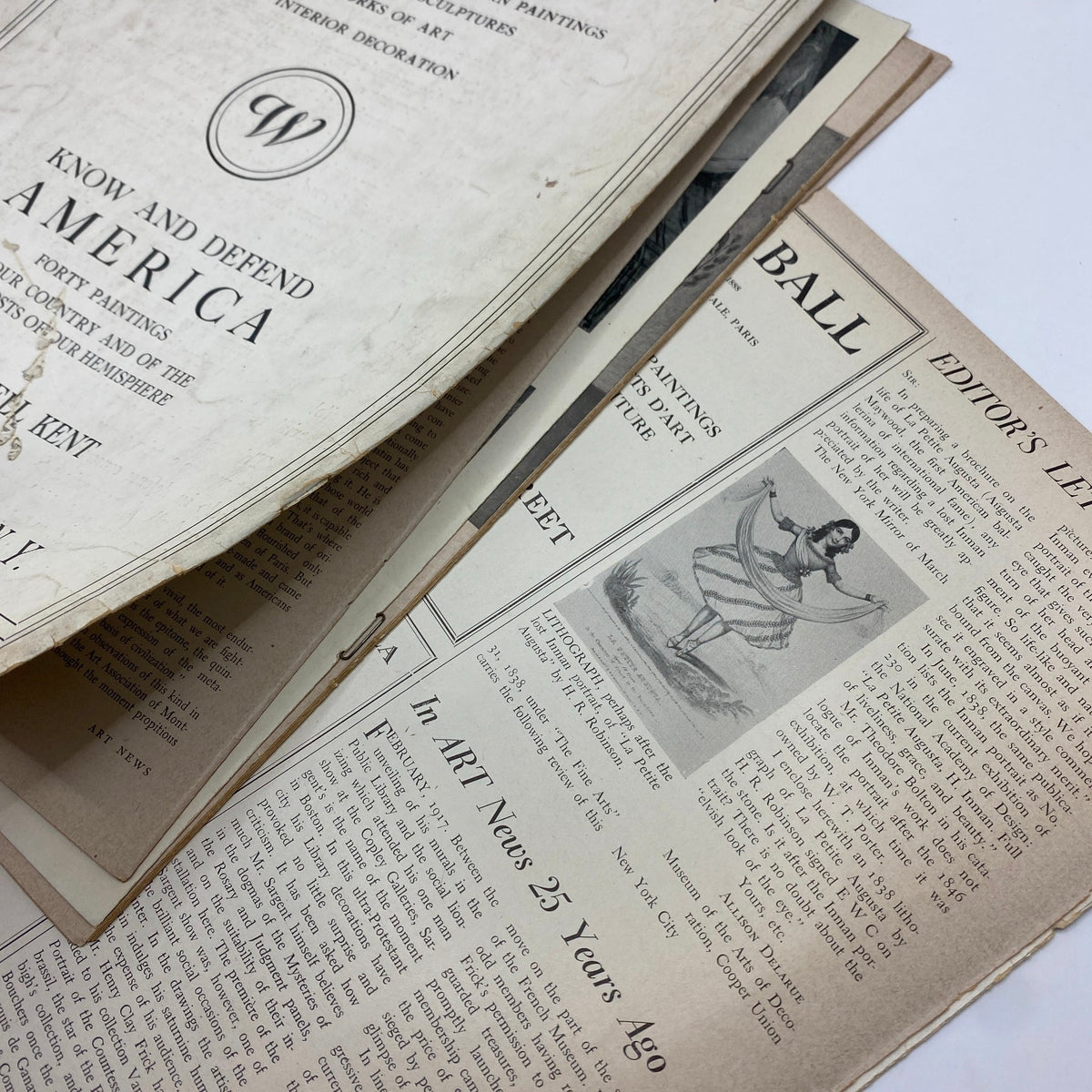 Art News Magazine February 15, 1942, featuring various articles and editor's notes on art trends, with pages displaying historical pages and featured artworks.